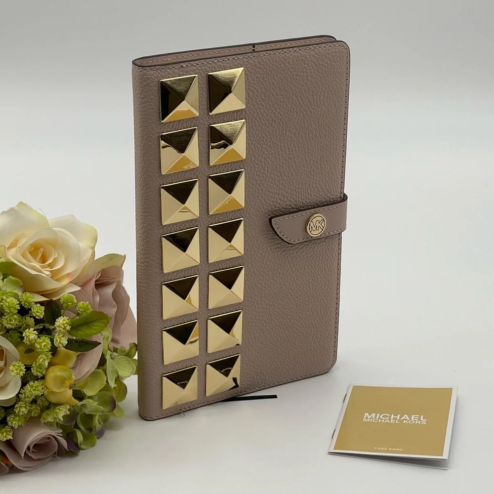 Michael Kors Medium Studded Pebbled Leather Notebook - Picture 2 of 16